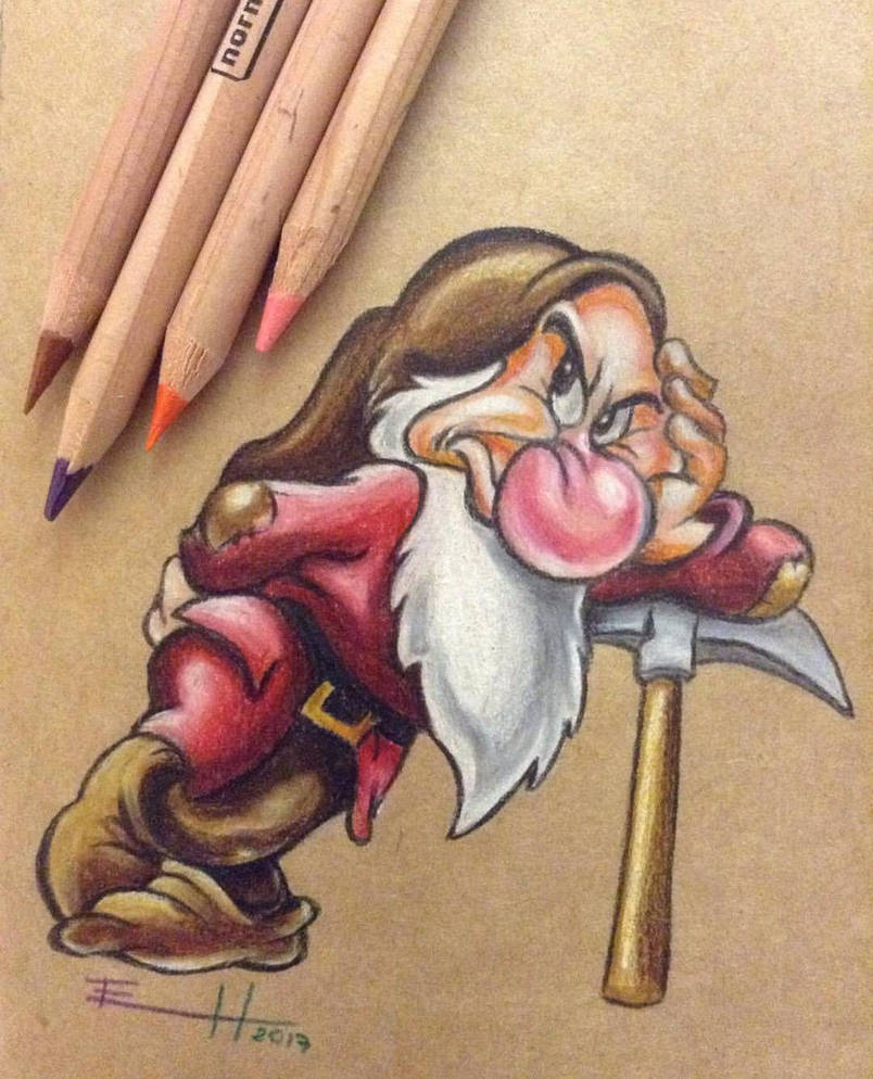 Grumpy from Snow White movie. Disney Art by Erikahornart on DeviantArt