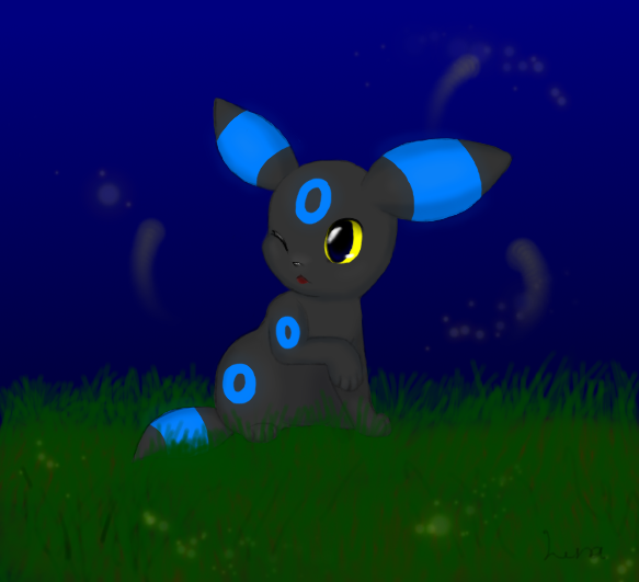 Eevee evolved into Umbreon by GlassPanda on DeviantArt