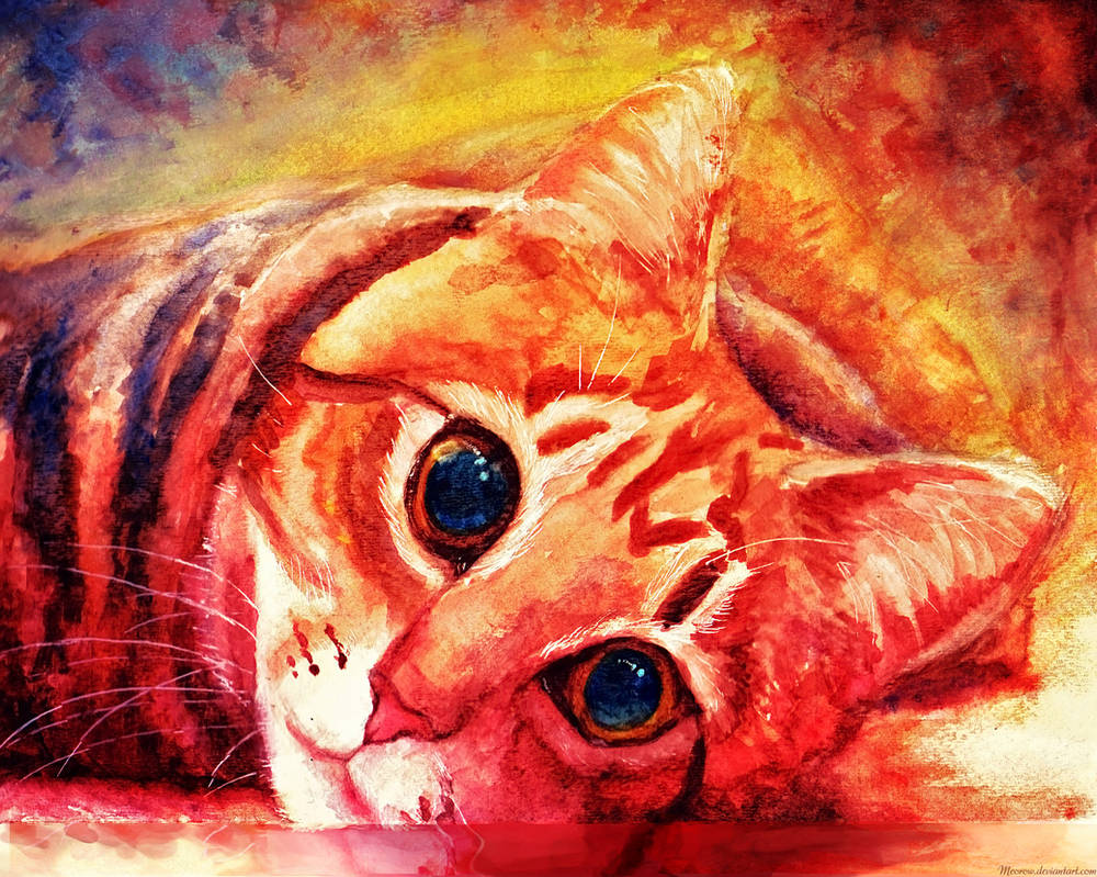 Watercolor Cat by Meorow