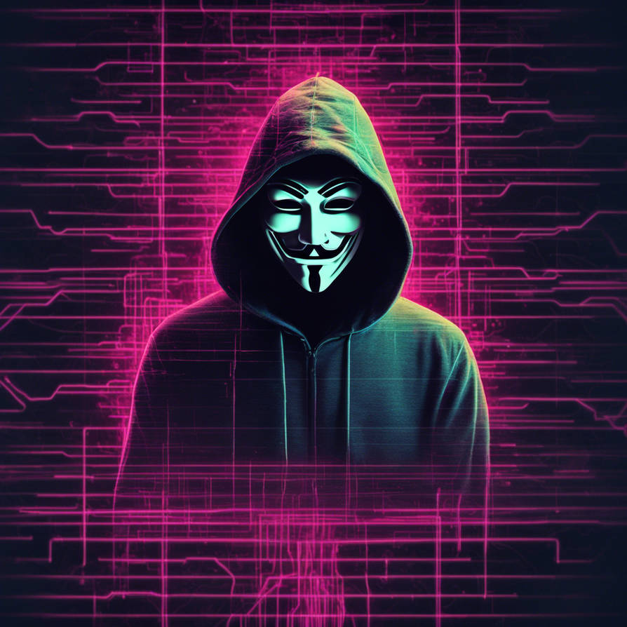 Anonymous hackers dark web neon