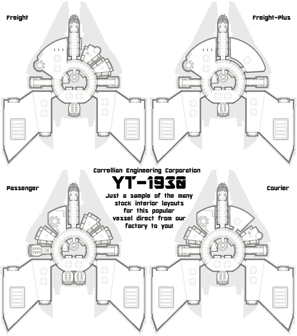 YT-1930 deckplan set II - 4 more frieghters!