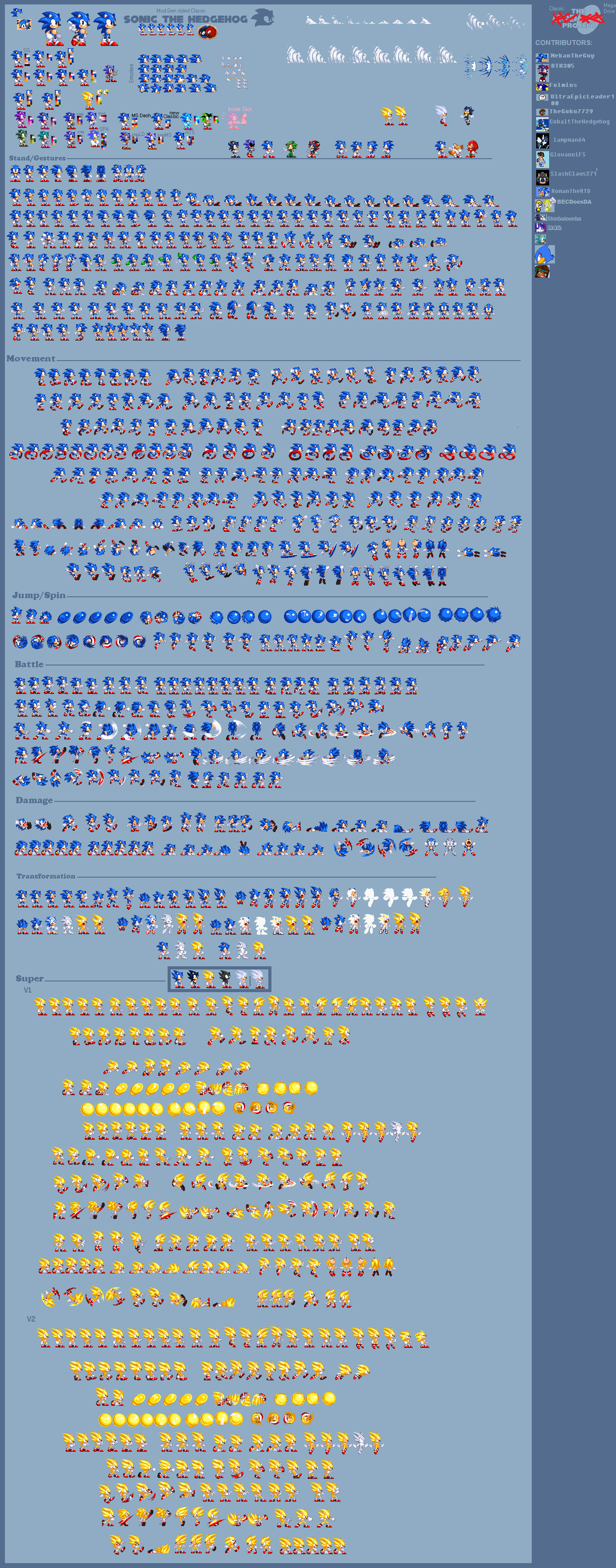 Modgen Classic Sonic Supreme Sprite Sheet Complete by SONIcsez1234 on  DeviantArt