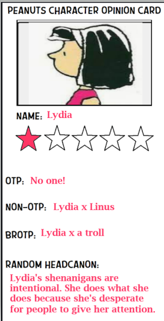 Peanuts Character Opinion Card - Lydia