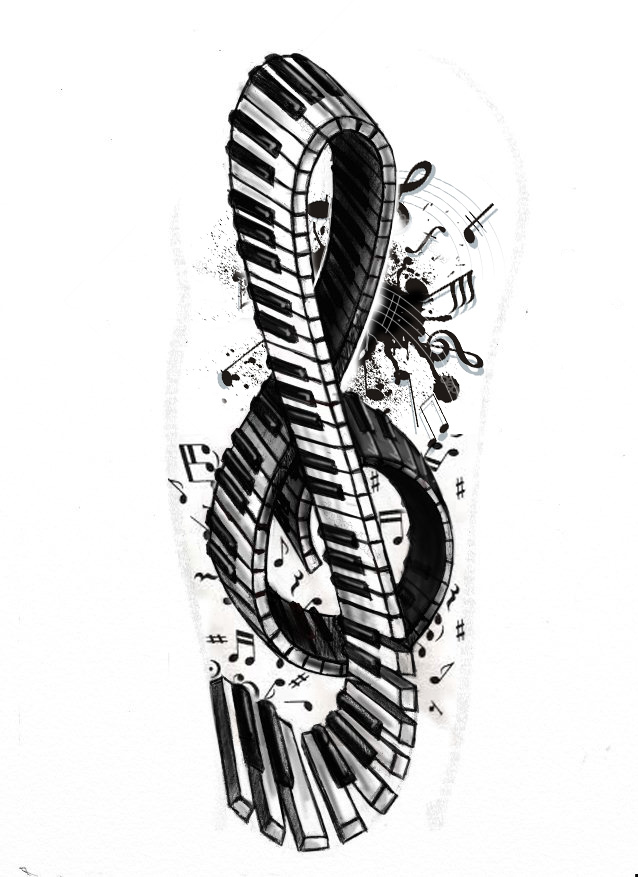 Scissors Decay scald Tattoo series - Violin/piano key by StereoiD on DeviantArt