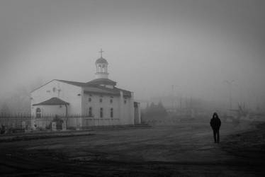 Church in the fog