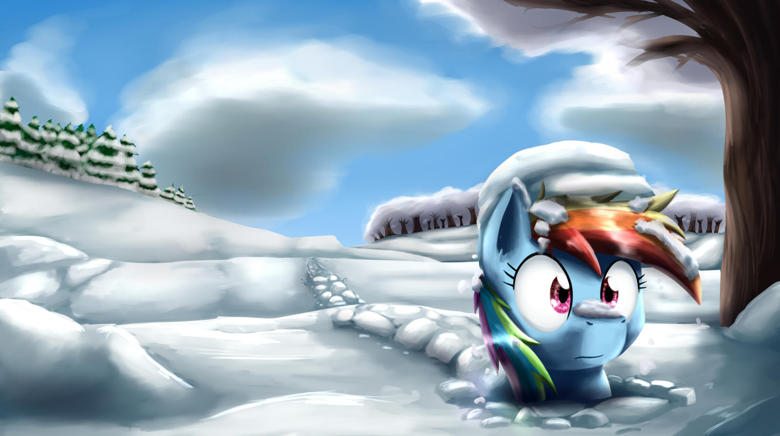 Dashie through the snow by otakuap