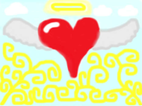 Heart with angel wings with shine