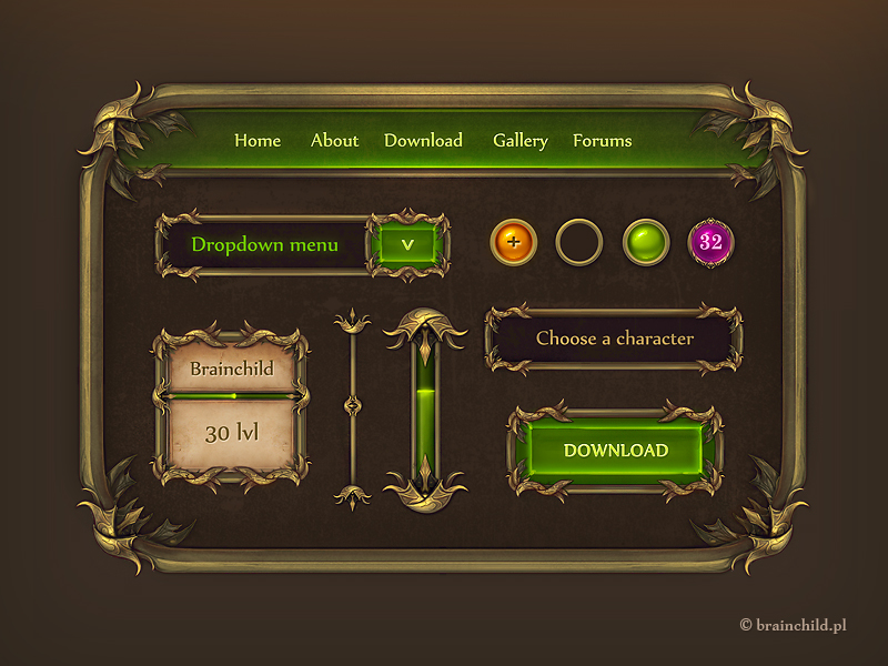 Game GUI - gui set for a game by brainchilds on DeviantArt