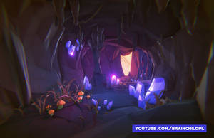 Low poly game art - low poly cave #lowpoly