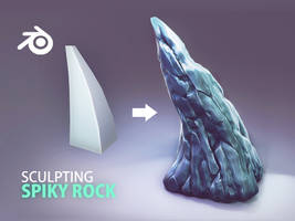 spiky rock sculpting process in blender