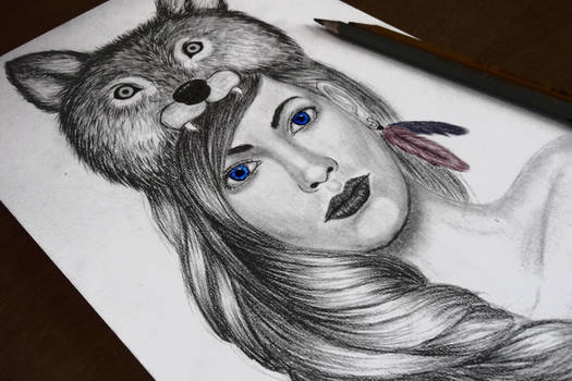 A girl with wolf hat