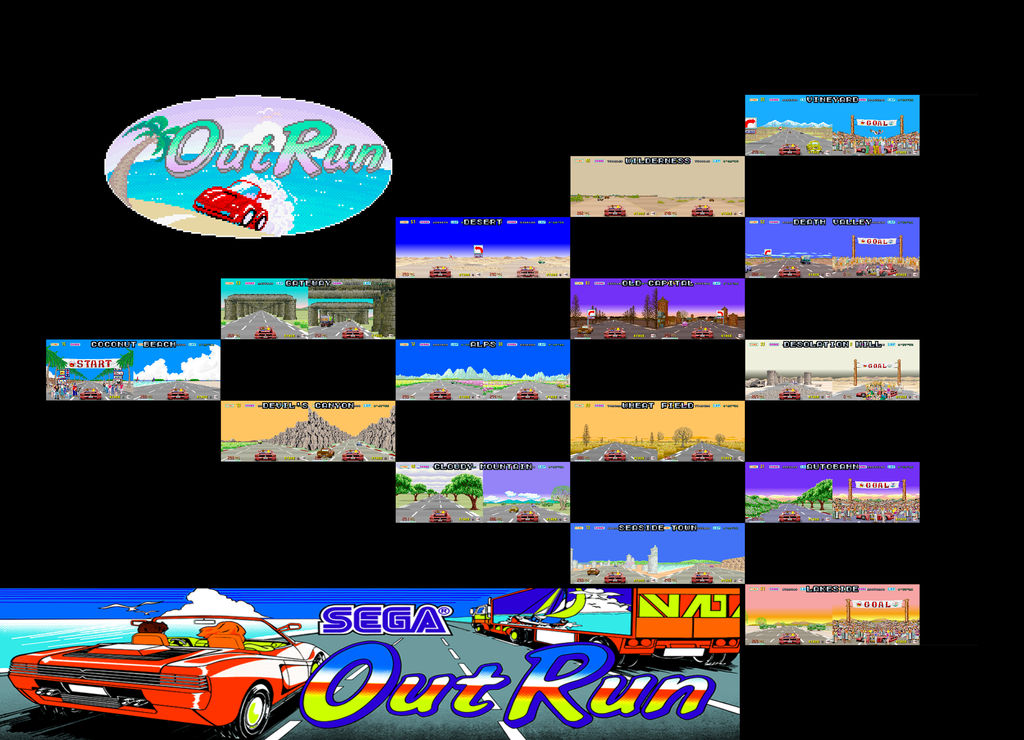 Outrun arcade routes map by retroreloads on DeviantArt