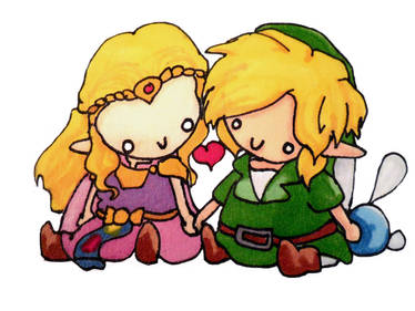 Chibi Link and Zelda