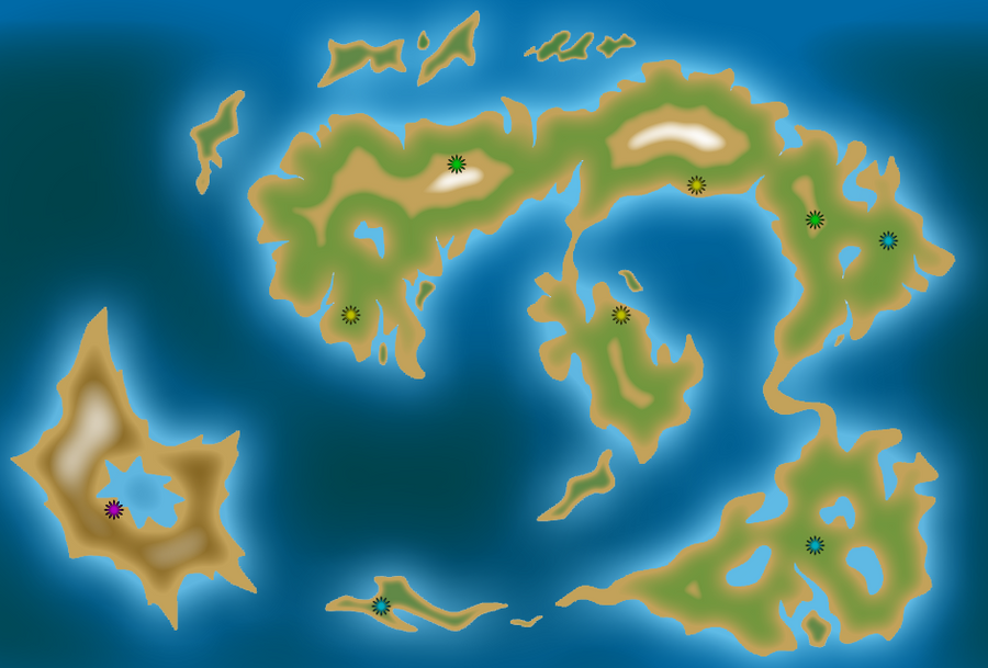 Map of the continents of Lotove