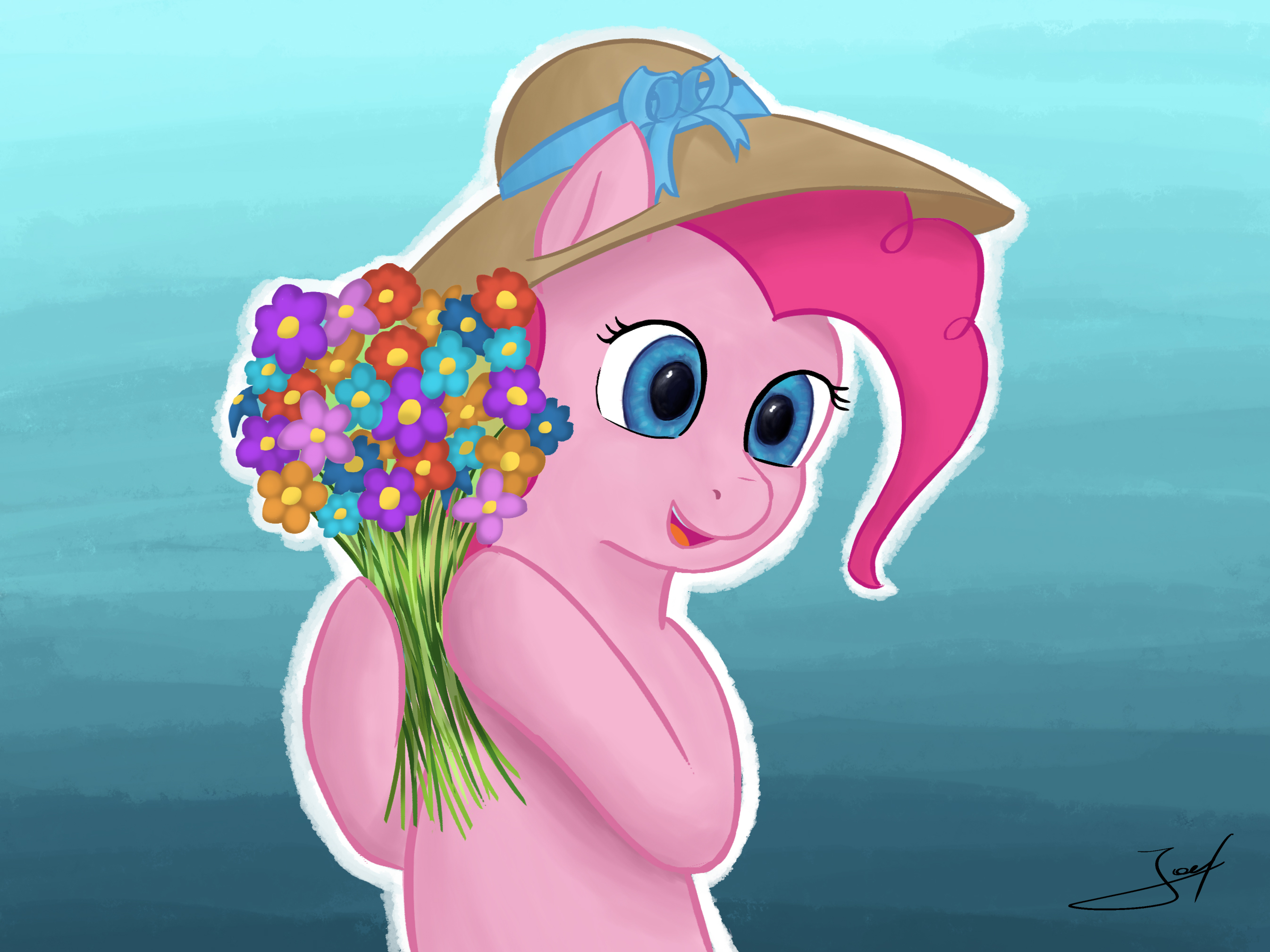 Pinkie went flower picking in spring