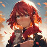 Redhead girl and her cat *-*
