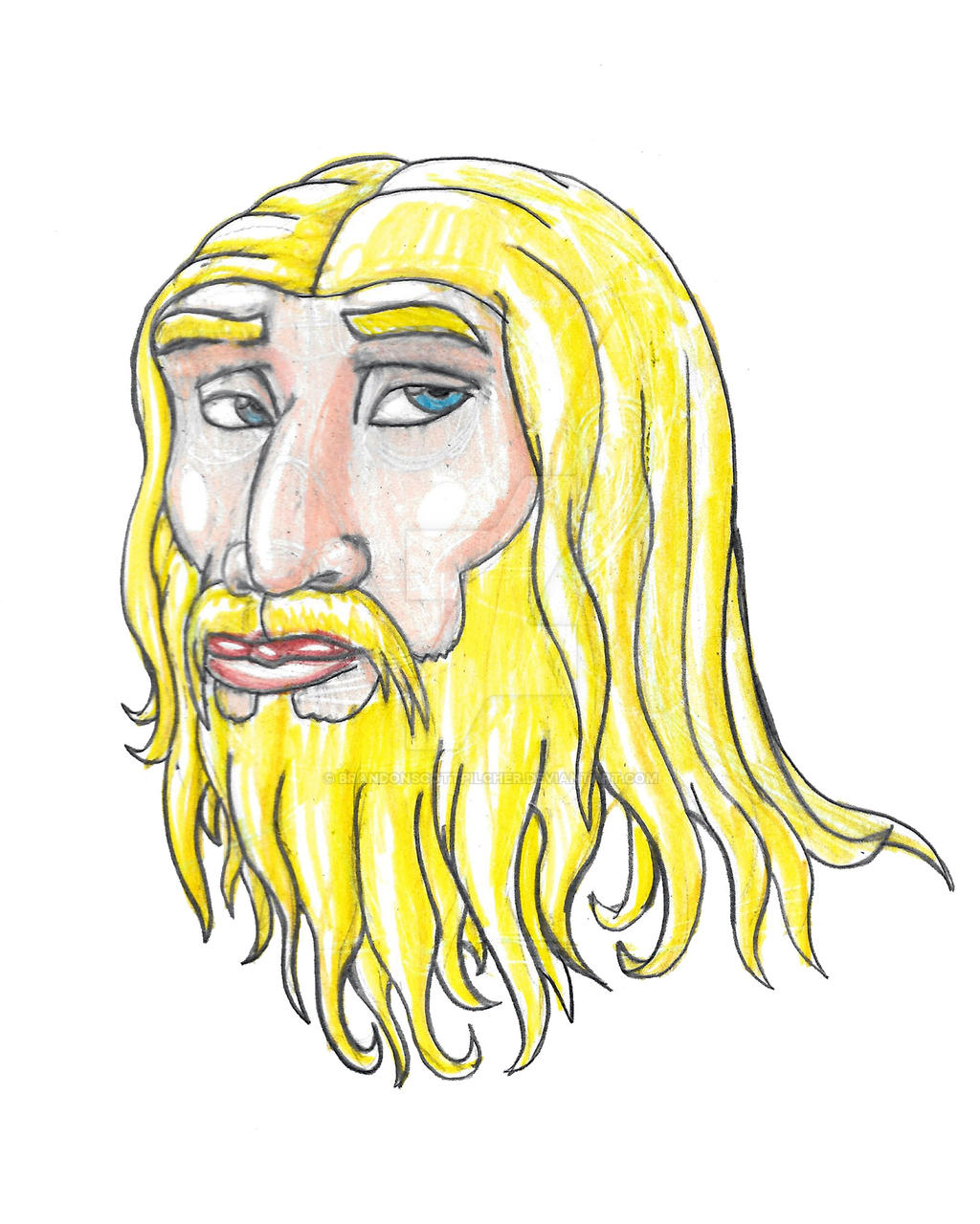 Neanderthal Face in Colored Pencil