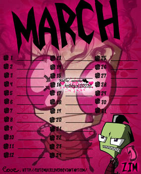 INVADER ZIM CALENDAR - March - Zim