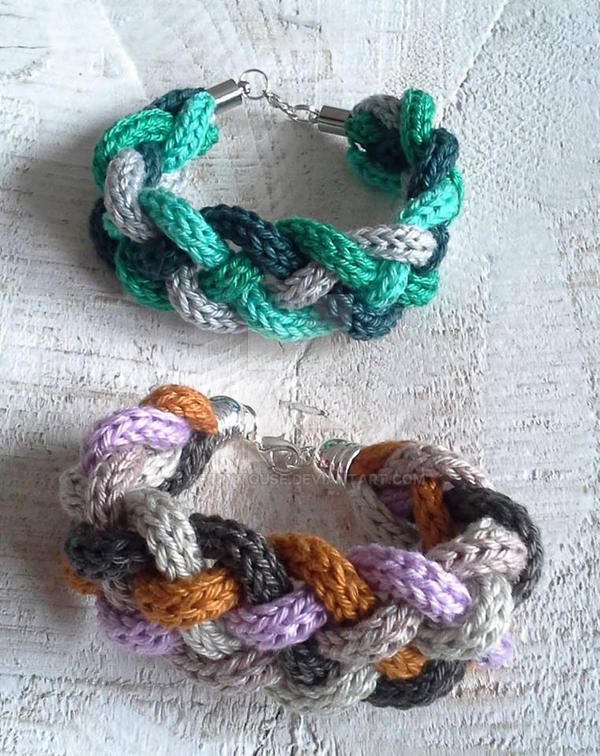 Knitted and braided bracelets