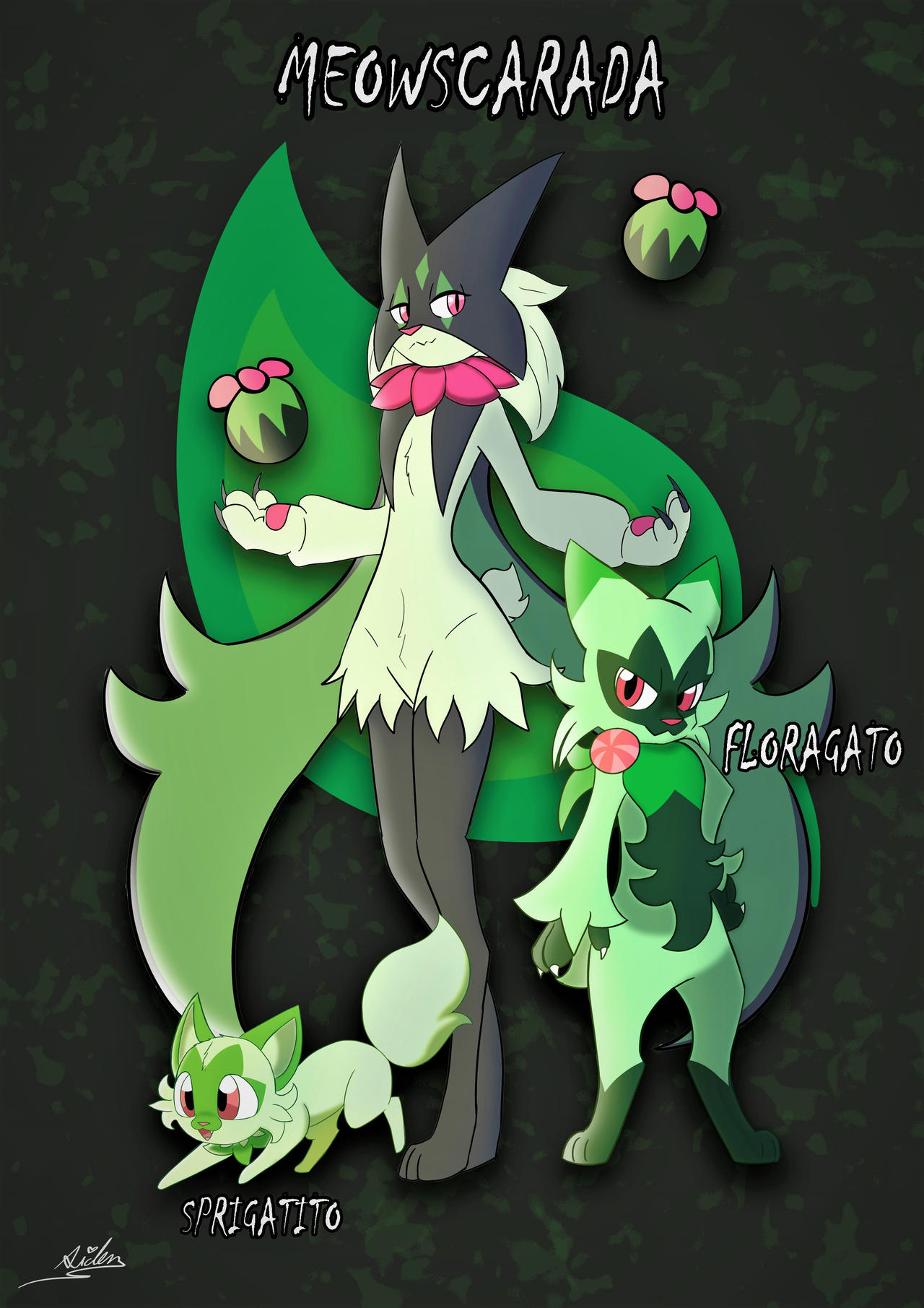 Sprigatito Evolution Line by Aidenthedemoncat on DeviantArt