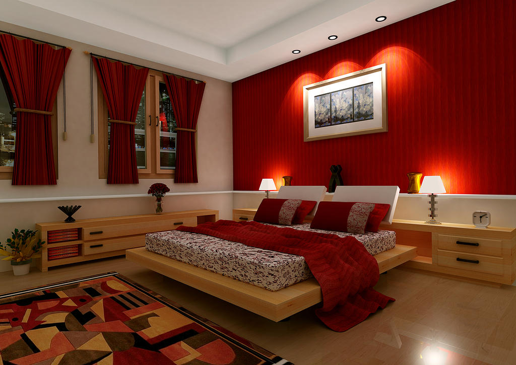 Red Theme Bedroom. by Prabhjotsingh333 on DeviantArt