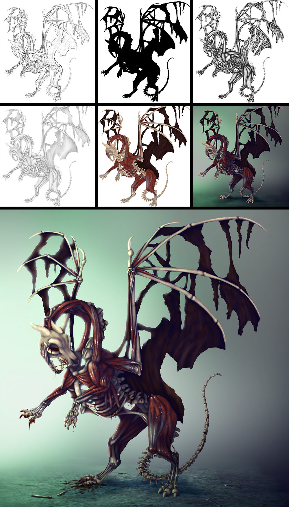 Paint a Zombie Dragon step by step