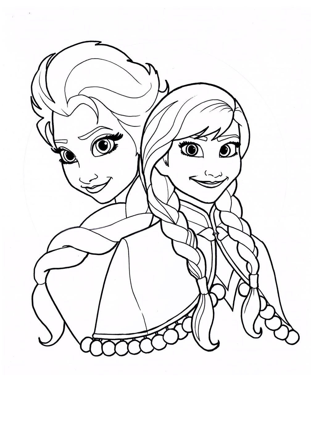 Anna And Elsa Line Art by Janine-Douglas on DeviantArt