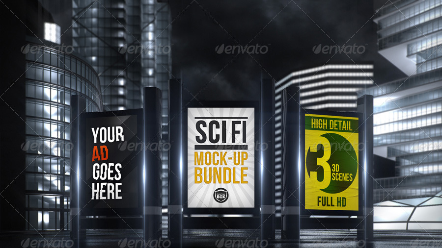 Sci-fi Billboard Mock-up Bundle