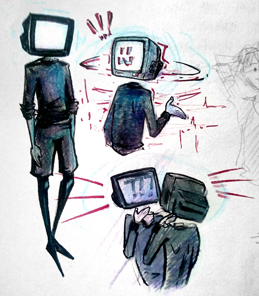Рисунок тв мена 3.0. Арты с телевизором на голове. Робот с головой телевизора арт. Персонаж с телевизором на голове. Чувак с телевизором на голове.
