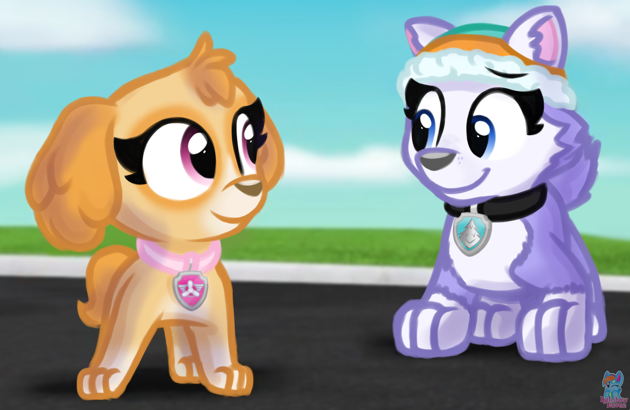 Skye and Everest PAW Patrol Relationships by RainbowEevee-DA on