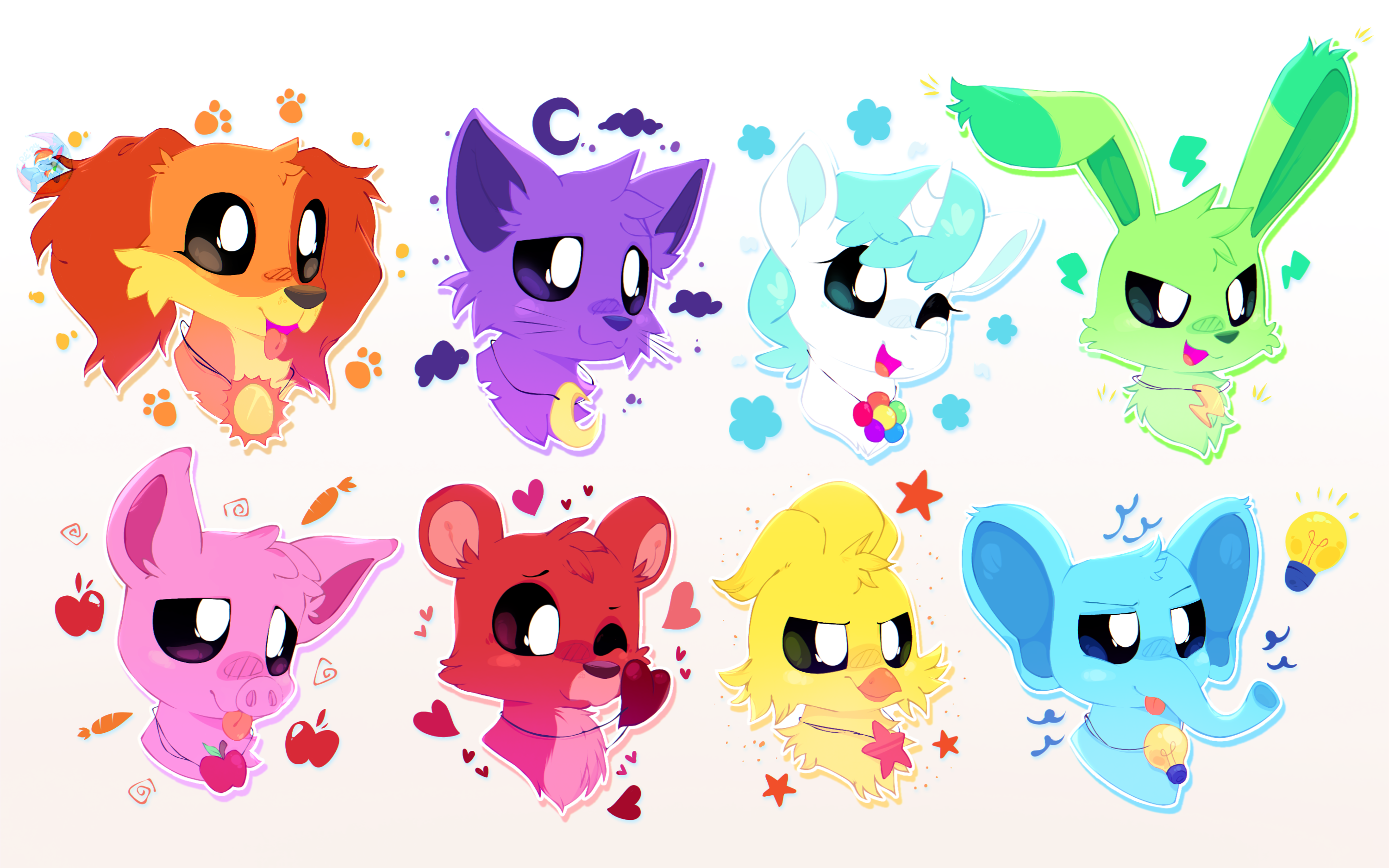 Smiling Critters Characters Busts by RainbowEevee-DA on DeviantArt