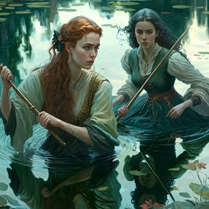 Women in a Pond with Swords