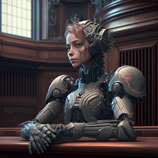 Cyborg in Court by ObsidianPlanet on DeviantArt