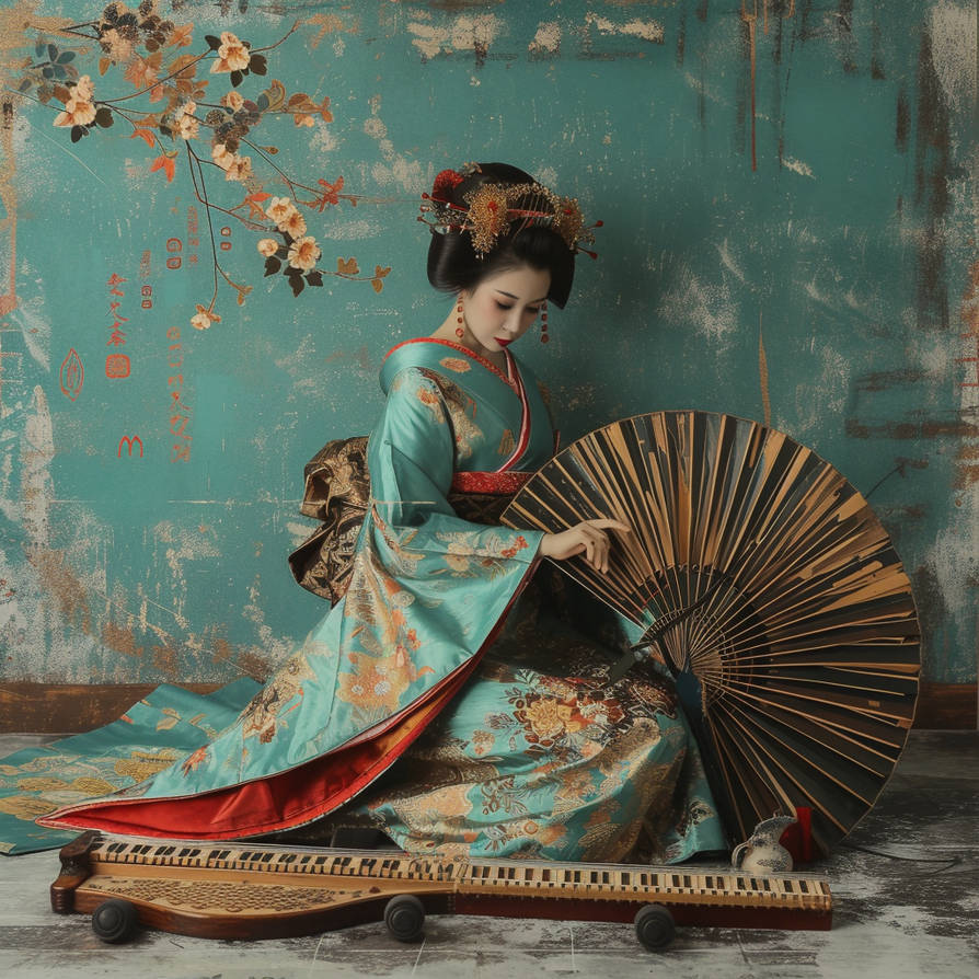 Gold Geisha Teal and Gold Geisha by ObsidianPlanet on DeviantArt