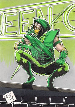 Green Arrow Psc Sketch Card Aceo Atc Dc Comics