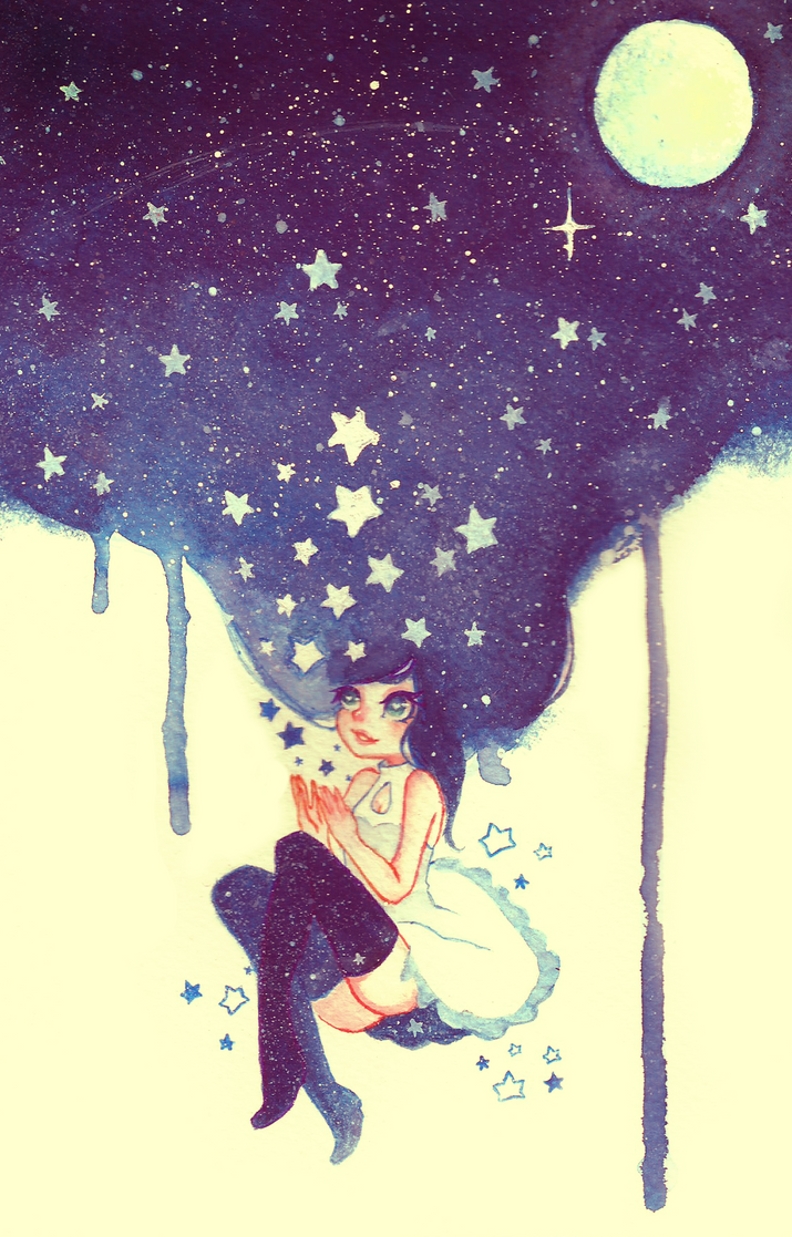 Рисунок мечтая о звездах. Девушка космос. Девочка и звезды. Нарисовать девочку звезду. Звёзды милые иллюстрации.