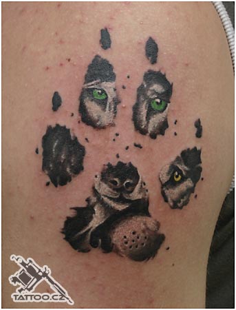 Wolf footprint tattoo