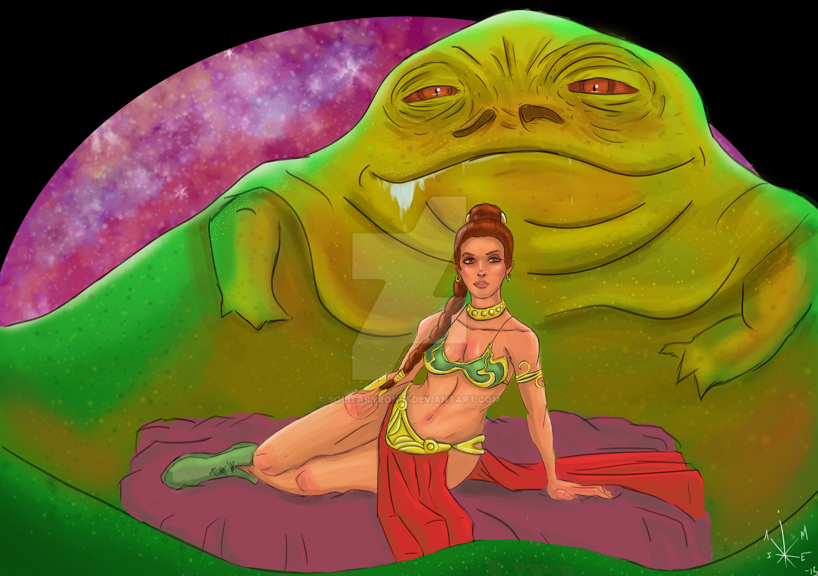 Princess Leia and Jabba the hut