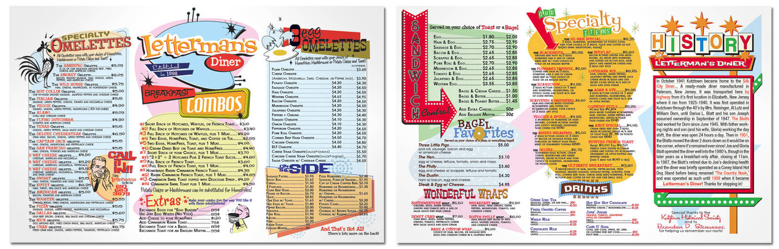 'Letterman's Diner' Menu