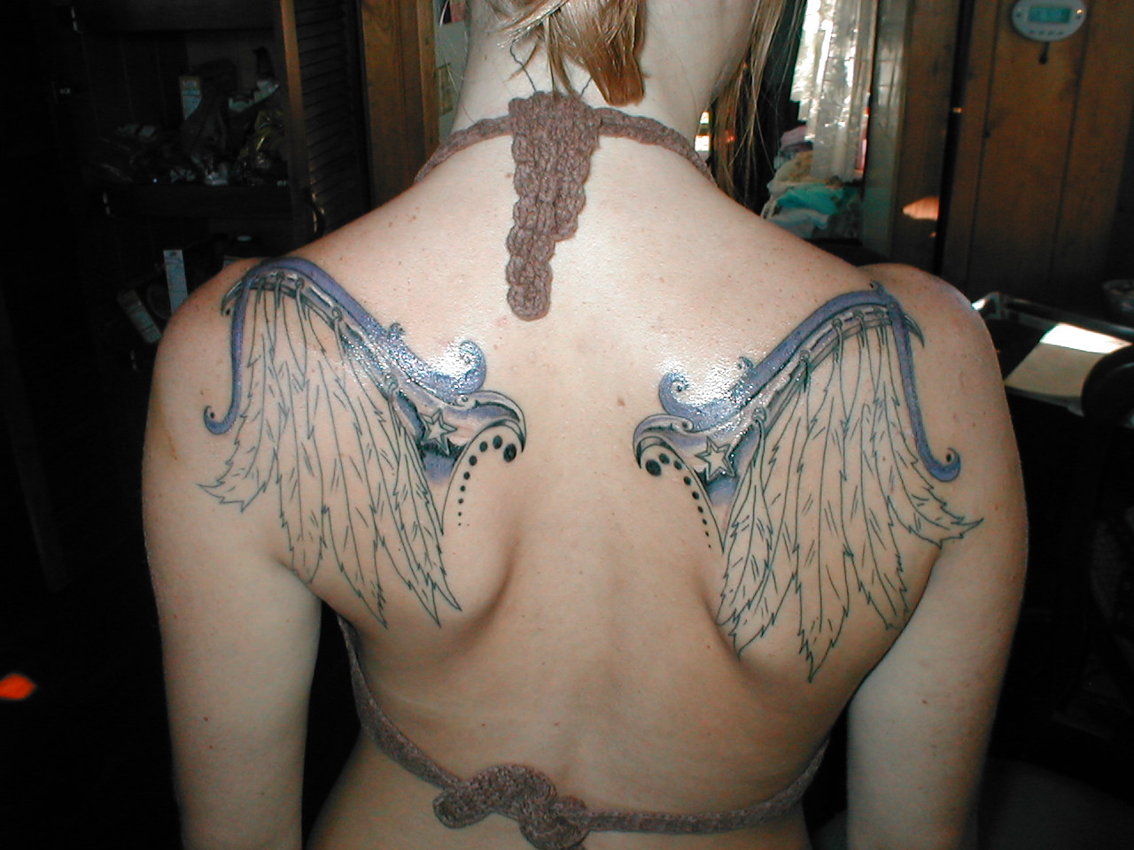 Wings Tattoo Half Colored