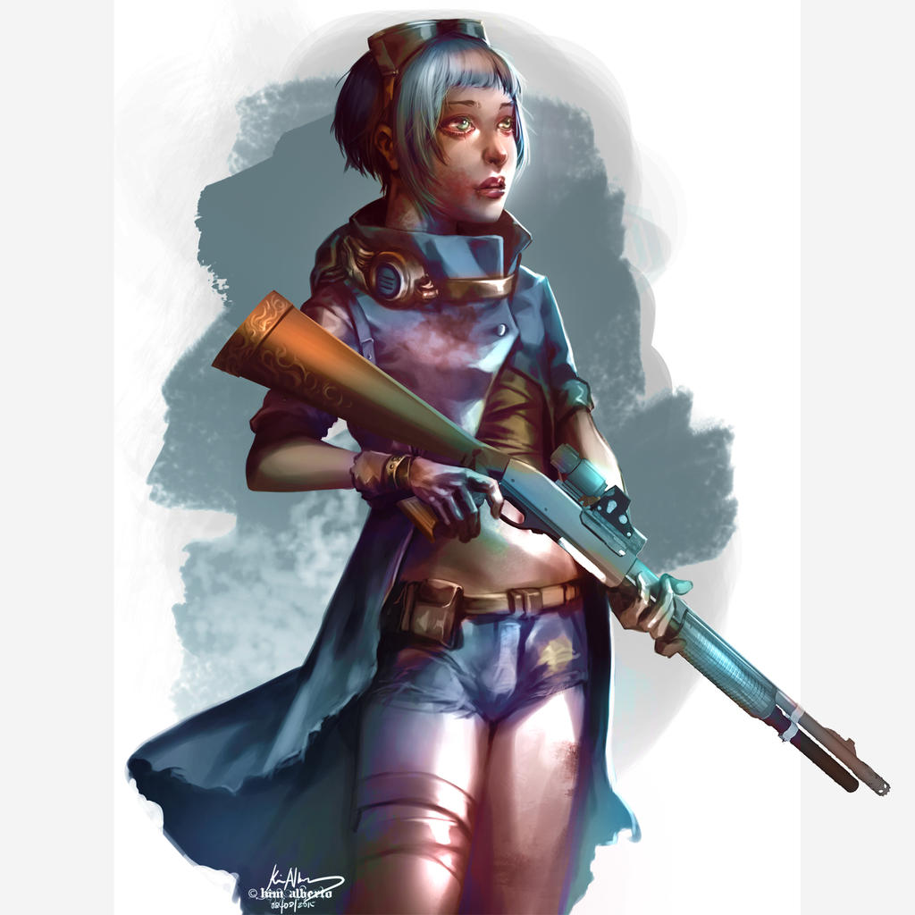 Skylit Blue Steampunk Girl