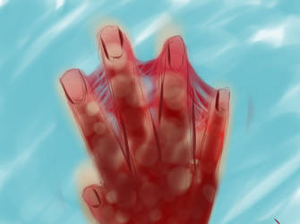 bloody hand.