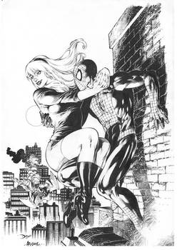 Gwen Stacy and Spider-Man. Pencil by Diego Bernard