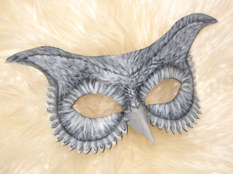 Grey leather owl mask