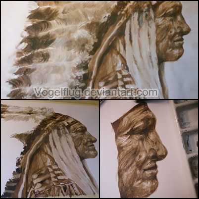 Chief Charging Bear - Ink drawing