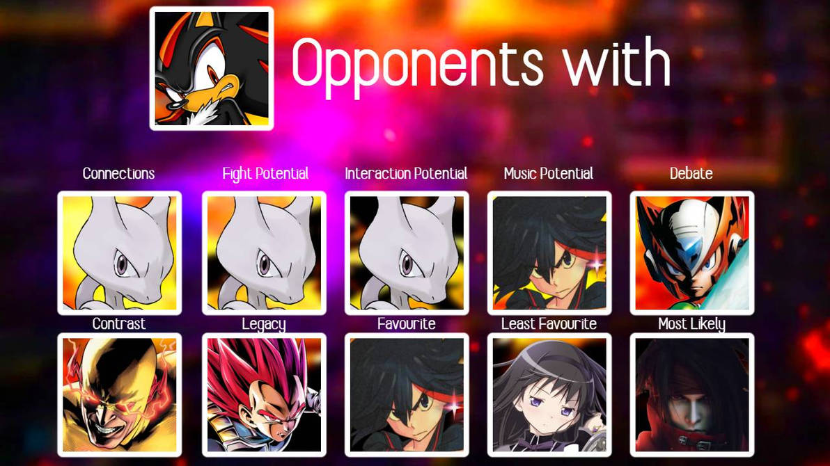 Matchup Chart for Shadow the Hedgehog by hilddd on DeviantArt