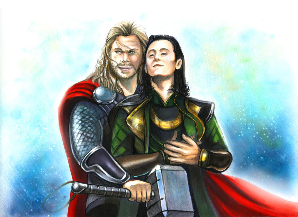 Thorki Thor Dark World fan-made poster with Copic