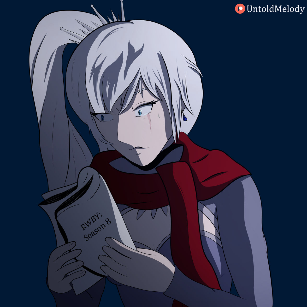 Weiss reading RWBY script by UntoldMelody3 on DeviantArt