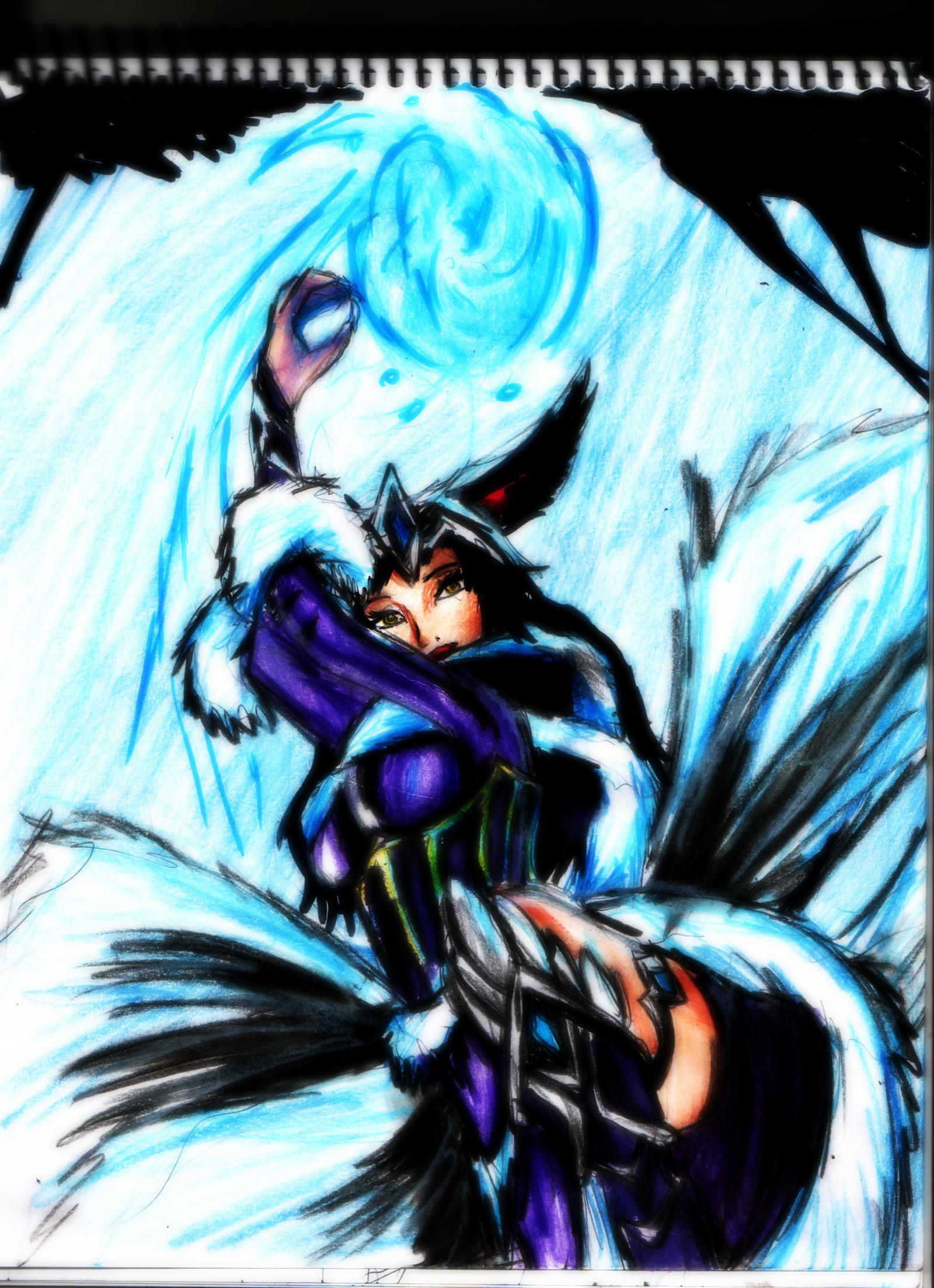 Midnight Ahri League of Legends Drawn