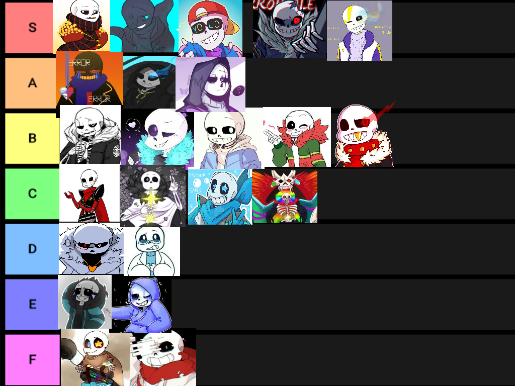 Create a Rank Undertale AU characters by strength. Tier List